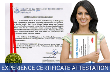 experience certificate attestation services for kuwait in india